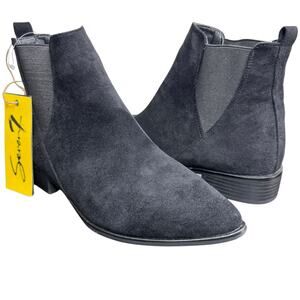 Seven7 Manhattan Chelsea Boot Faux Suede Flat Ankle Booties Black New NWT 9 M